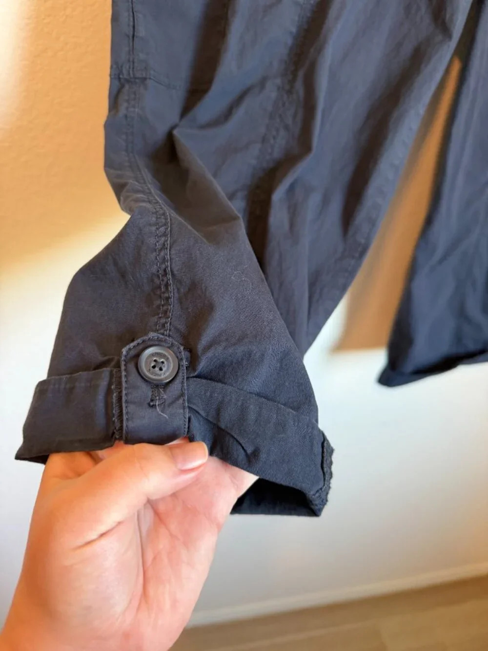Chico's Navy Cargo Capri Pants 3.5 XL Pull-On Cotton Stretch Travel Utility